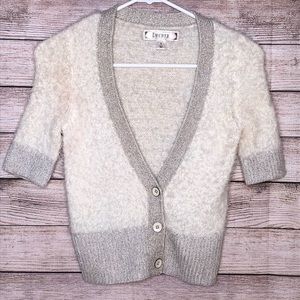 Decree Soft Fuzzy Button‎ Front Metalic Sweater
